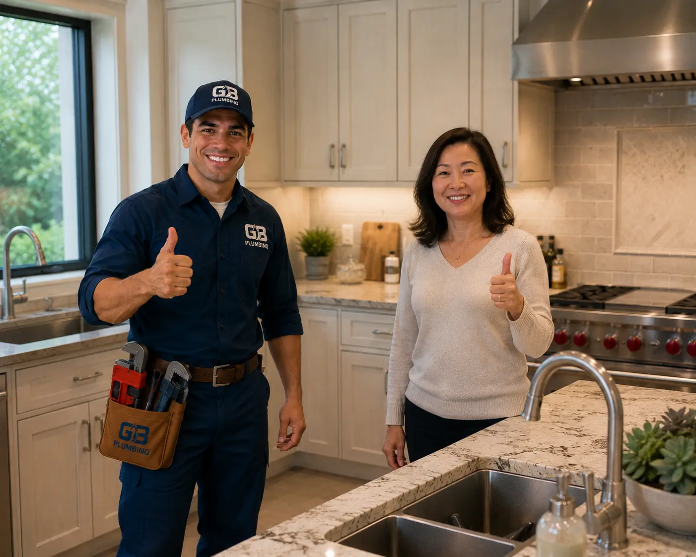 5-star review from Burlingame homeowner after emergency leak repair by GB Plumbing licensed plumber