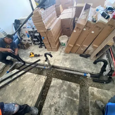 GB Plumbing team completing a bathroom plumbing installation in Burlingame CA